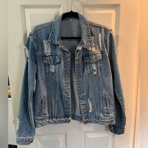 Distressed denim jacket